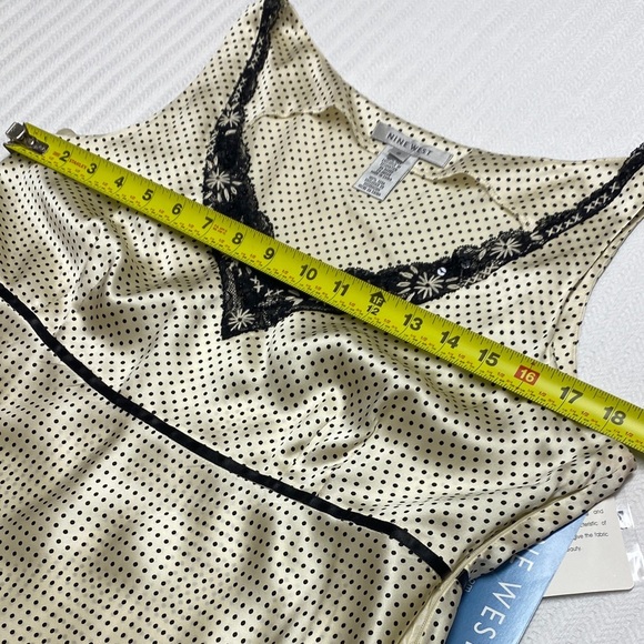 Nine West Camisole Tank Silk Lace Sequins Polka Dots Zipper Black Cream Size 8 - Picture 9 of 13